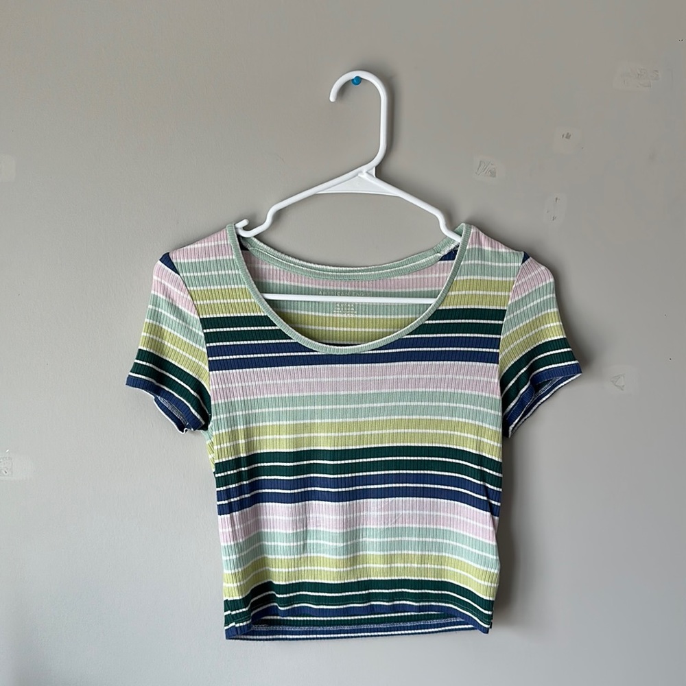 American Eagle Cropped Striped Tee